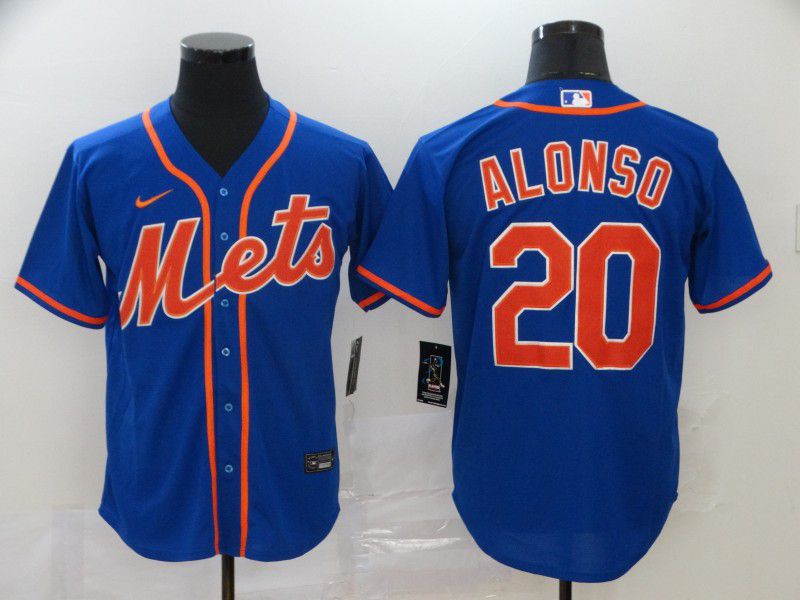 Men New York Mets #20 Alonso Blue Nike Game MLB Jerseys